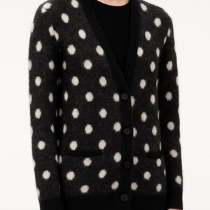 The Kooples Black and White Polka Dot Cardigan